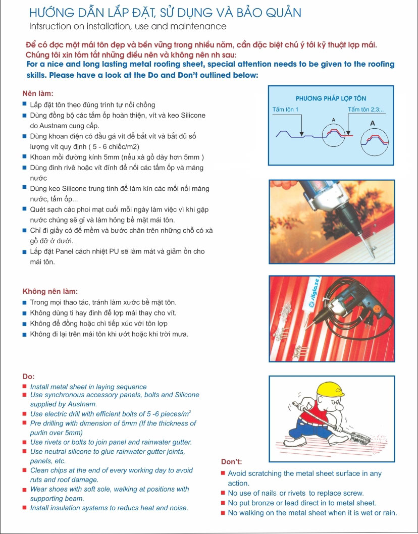 Hướng dẫn lắp đặt, sử dụng và bảo quản